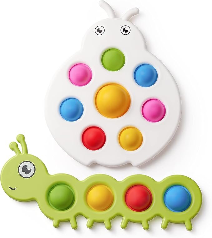LiKee Fidget Popper Baby Toy, Montessori Sensory Travel Toys for 10M+