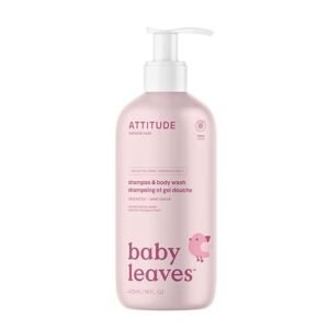 ATTITUDE Baby Shampoo, Body Wash & Soap 2-in-1, Unscented, 16 Fl Oz
