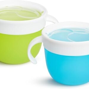 Munchkin Snack Catcher Toddler Snack Cups, No Spil, 2 Pack Containers, Blue/Green