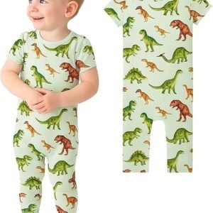Posh Peanut Baby Romper with Snap Closure - Henley Short Sleeve Baby Boy Outfits - Soft Viscose Baby Pajamas Made from Bamboo