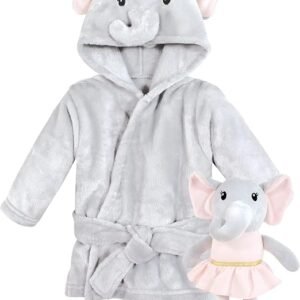 Hudson Baby unisex-baby Plush Bathrobe and Toy Set
