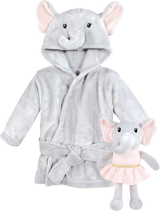 Hudson Baby unisex-baby Plush Bathrobe and Toy Set