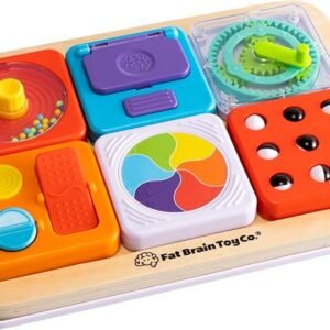 Fat Brain Toys PlayTab Essentials, Modular Sensory Activity Board, Busy Board for Toddlers and Babies Ages 12 Months+