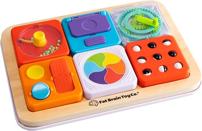 Fat Brain Toys PlayTab Essentials, Modular Sensory Activity Board, Busy Board for Toddlers and Babies Ages 12 Months+