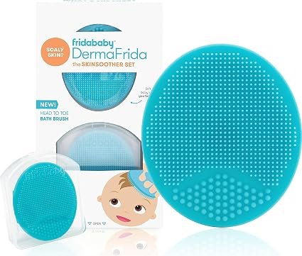 Kick dry skin + flakes to the curb and prevent resting itch face. SkinSoother is a baby spa in the palm of your hand, keeping baby's biggest organ- the skin, healthy, flake-free and soft. For general use and dry skin- apply cleanser at bath time and brush in a circular motion from head to toe. For eczema- use the brush in a circular motion to gently massage lotion into skin.