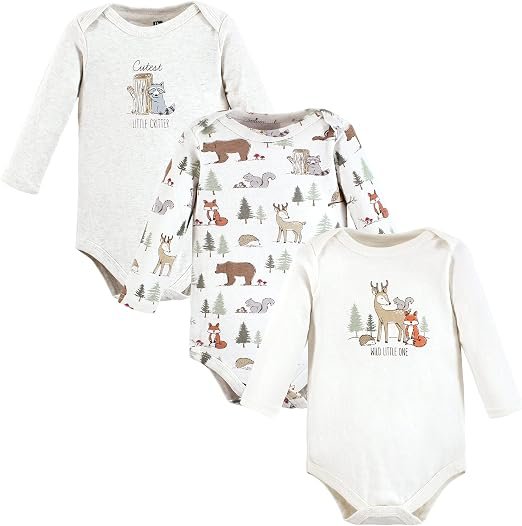 Hudson Baby baby-boys Cotton Long-sleeve Bodysuits 3-pack