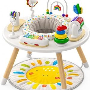 Little Acorn, 4-in-1 Baby Activity Center | Montessori-Inspired Design | 8 Interactive Toys | Tummy Time, Exersaucer & Toddler Table | Shower Gift | Essential (Sun)
