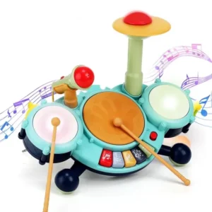 JBeeCtrl Toddler Drum Set for Kids 1-4 Kids Drum Set for 1-5 with 2 Sticks Musical Toys for 1 2 3 Year Old Boys Instrument Learning Developmental Baby BirthdayGift Blue