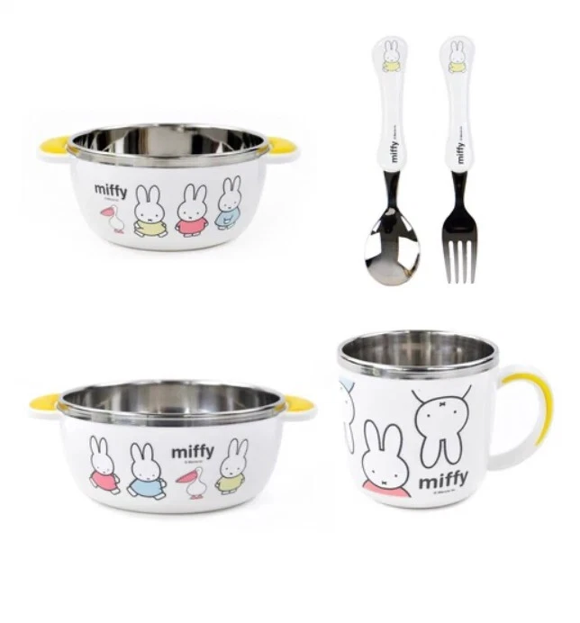 Miffy Non-Slip Stainless Bowl Cup & Utensil SET - Korea products
