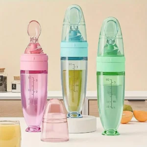 90ml Silicone Baby Feeding Bottle Soft Spoon Squeeze Feeder Portable BPA-Free