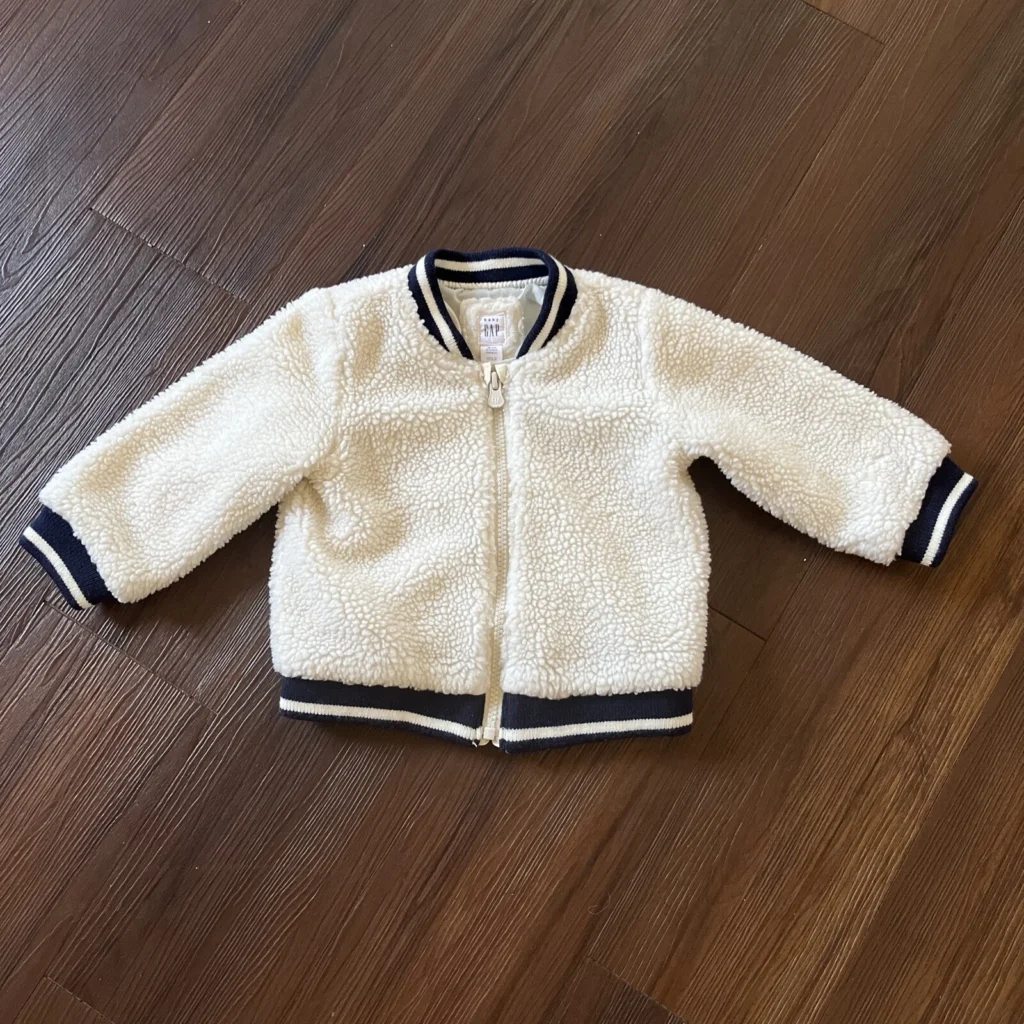 Baby Gap Soft Ivory Frost Sherpa Bomber Jacket 18 24 Months Zip Up