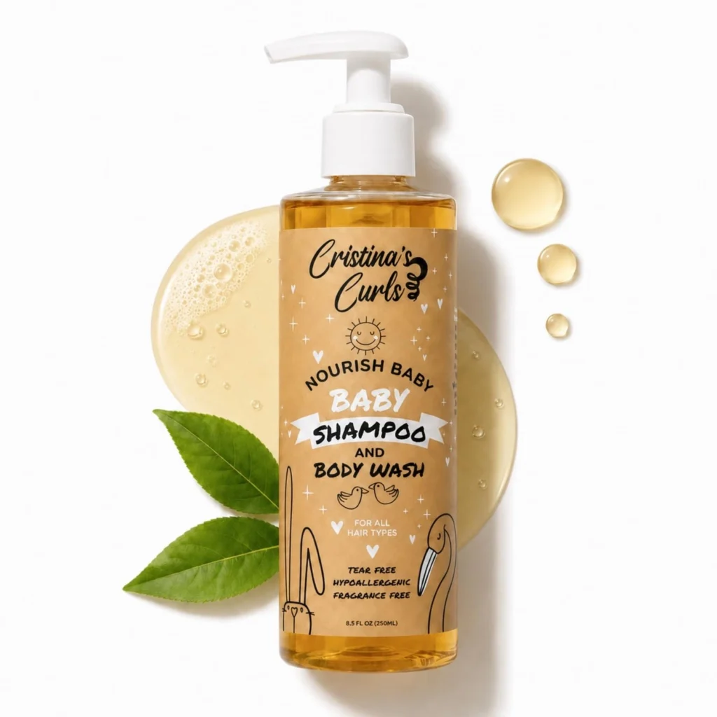 Cristina's Curls Baby Shampoo & Body Wash Gentle Low Foam Head To Toe Clean For