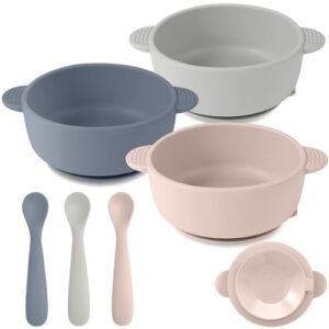 Silicone Baby Feeding Set Bowls Spoons Suction BPA Free